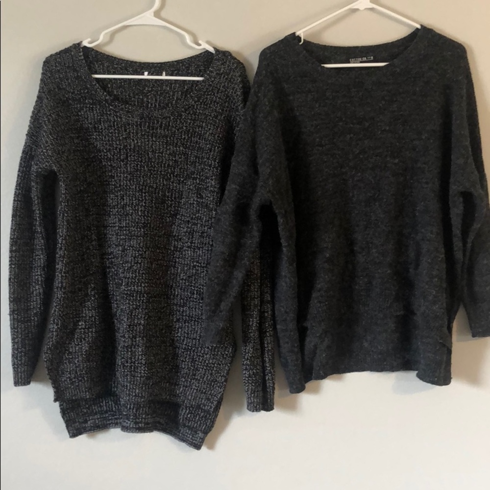 Two Grey/Black high low Sweater bundle